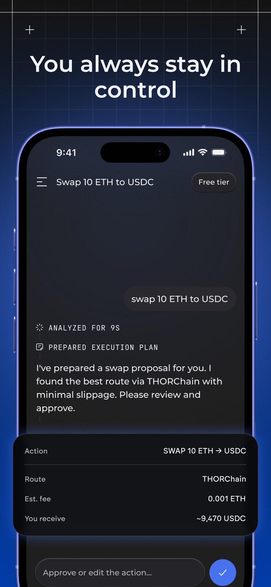 Station preparing a swap for the user to approve
