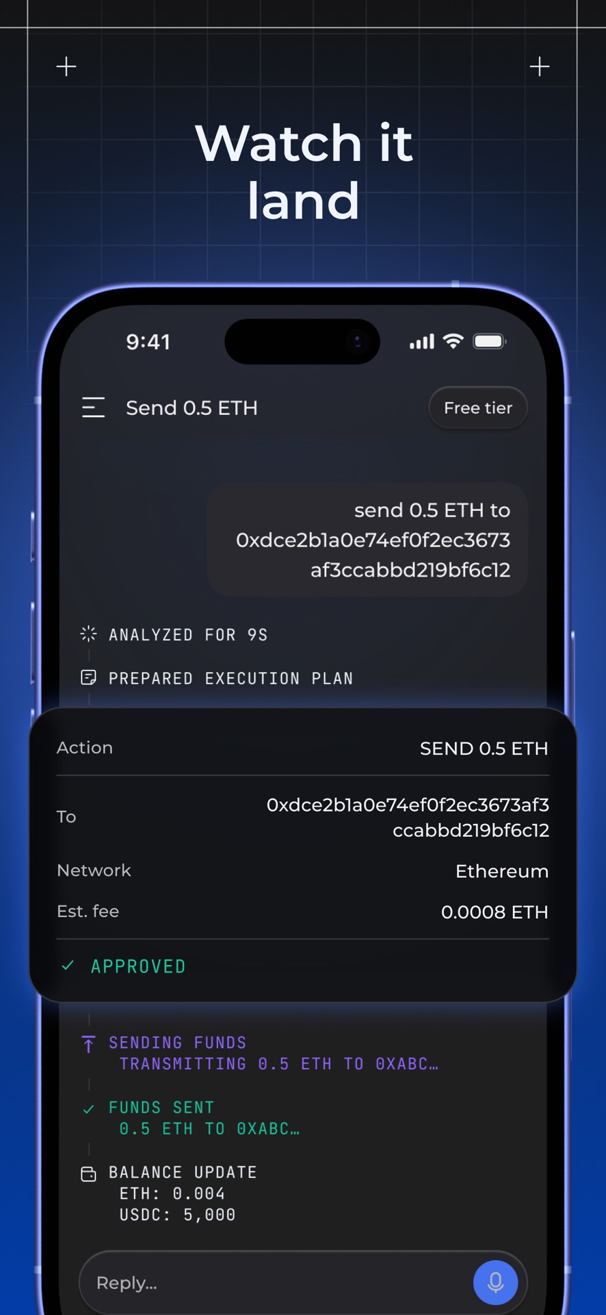 Station confirming a sent transaction